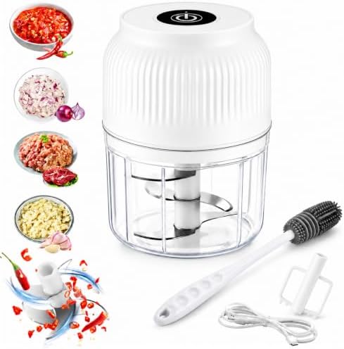 Cordless Electric Garlic Chopper, 400ml Mini Food Processor (White) by Unknown