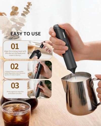CIRCLE JOY Electric Milk Frother with Variable Speed, 3 Detachable Whisks - Image 5