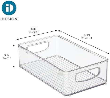 Stackable Pantry Bin with Handles, Set of 2, Clear