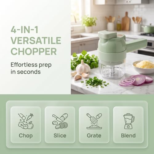 Multi Blade Chopper,Multiblade Chopper 5-In-1 Electric Vegetable Cutter Set - Image 3