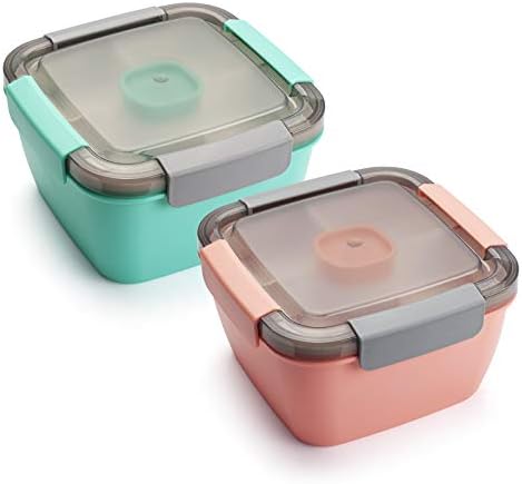 Salad Lunch Container To Go, 2 Packs 52-oz Salad Bowls to go for lunch
