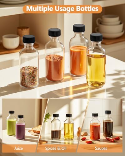 4 oz Clear Glass Bottles with Lids - 10 Pack Boston Round Bottles for Juice - Image 6