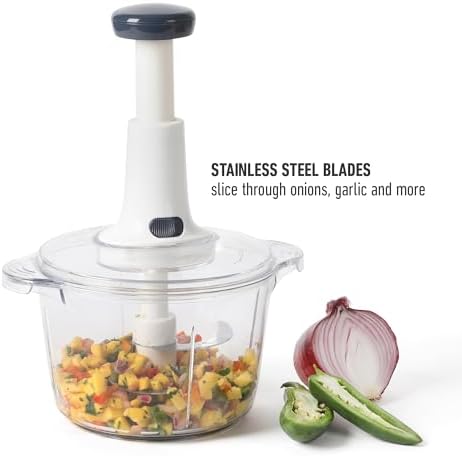 Calphalon Aero Food Chopper, Manual Vegetable Chopper with Container, Large-Capacity BPA-Free Chopping Bowl with Interchangeable Blades for Dicing, Slicing & Meal Prep - Image 3