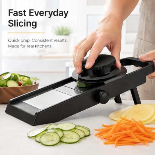 Adjustable Vegetable Slicer for Kitchen | Manual Mandoline Slicer with Stainless Steel Blade | Potato Onion Carrot Cucumber Slicer - Image 4