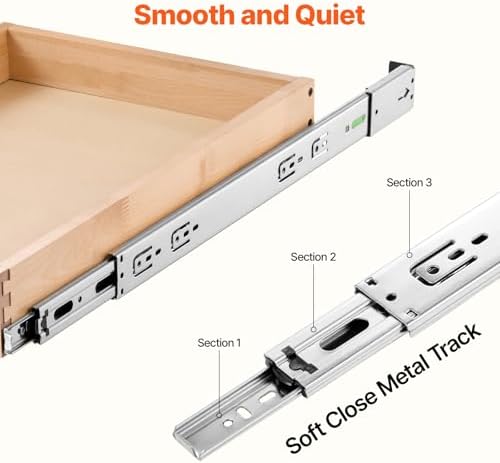 Pull Out Cabinet Organizer, 14"W x 21"D Cabinet Drawer, Soft Close Slide out Shelf, Heavy-Duty Sliding Wood Drawer, Bottom Mount Size（14.5"W x 23"D）and Side Mount Size（15"W x 23"D）