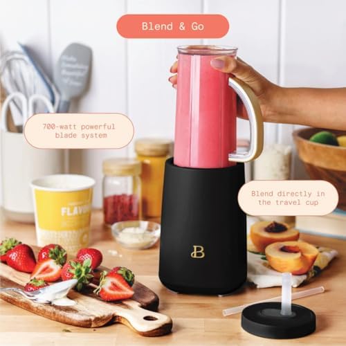Personal Blender 12-Piece Set, 240W Motor, Emulsifying Stainless Steel Blade System, 16oz Travel Cup with Straw, BPA-Free Dishwasher Safe Jars (Black Sesame) - Image 2