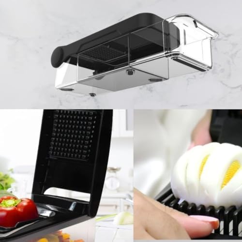 GINSU Plastic Pro Multifunctional Vegetable Chopper & Slicer – 11"x6"x4" Food Dicer, Cutter & Mandoline with 8 Interchangeable Blades for Chopping, Slicing, Dicing & Grating - Image 4