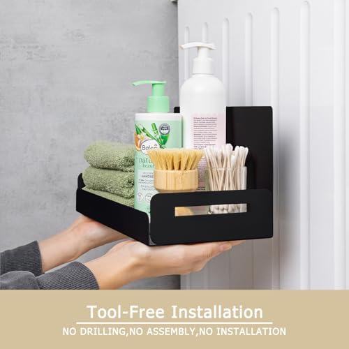 2-Pack Magnetic Spice Rack for Refrigerator, Black