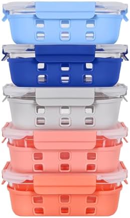 Glass Food Storage Containers with Lids, Meal Prep, Lunch, 5 Piece