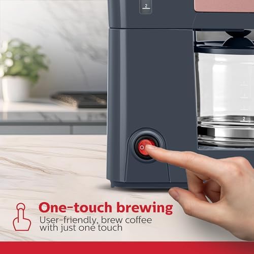 Holstein Housewares 5 Cup Coffee Maker – Compact Drip Coffee Machine with Auto Pause & Serve, Reusable Filter, Glass Carafe, Water Window & Warming Plate. Dark Grey & Rose Gold - Image 4