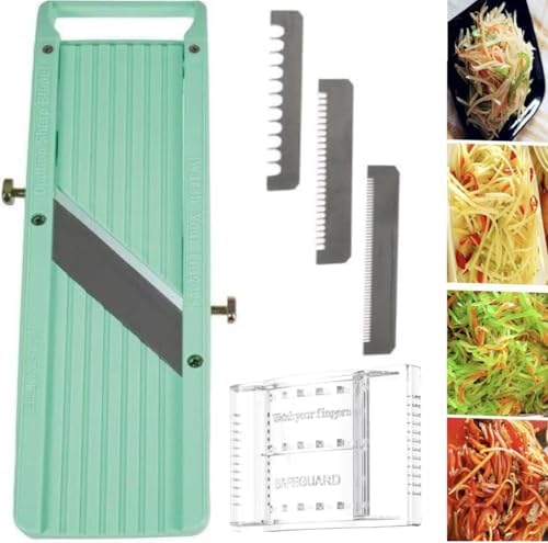 Handheld Mandoline Slicer for Kitchen – Professional Slicer Vegetable Cutter | Includes 3 x Interchangeable Stainless Steel Blades by GILINIMY