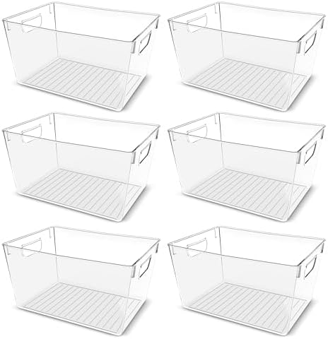 Pantry Organizers and Storage Bins, 6 Pack, Large, Clear