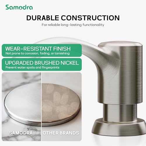 Built-in Kitchen Sink Soap Dispenser with Extension Tube Kit - Brushed Nickel Finish, Leak-Proof Design, No Top Refill Required (39" Tube)