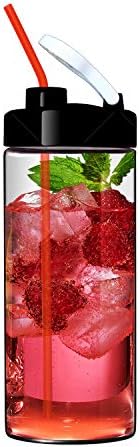 Glass Travel Mug | Shaker Bottle | Water Tumbler | Water Glasses | 20oz with Lid | Ultra Clear Glass | Non-Plastic