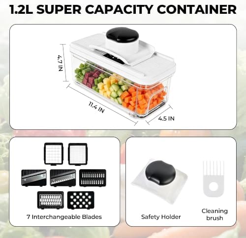 SUSLAS Vegetable Chopper with 8 Blades, Food Chopper with Container, Mandoline Slicer & Onion Dicer, Veggie Cutter, White - Image 4