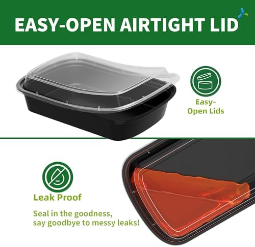 38oz Meal Prep Containers, 50 Pack Disposable Food Storage Boxes with Lids