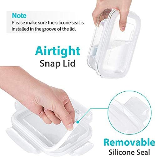 6 Pack Glass Meal Prep Containers, Glass Food Storage Containers with Lids