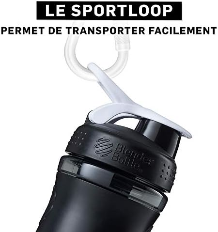 BlenderBottle SportMixer Tritan Grip Shaker Bottle, Transparent Black/White, 20-Ounce - Image 4