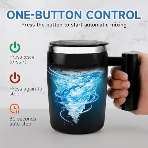 Self Stirring Coffee Mug, 14oz Rechargeable Magnetic Cup, Black