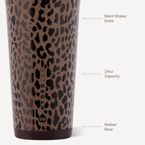 HydroJug Insulated Protein Shaker Bottle 24 oz, Silent Mixing, Brown Leopard - Image 3