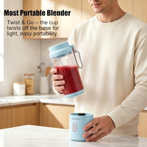 VOLYN Mini Electric Blender Smoothie Maker with Straw & Cleaning Brush - Image 4