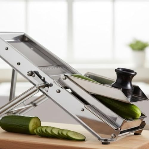 Soro Essentials- Stainless Steel Adjustable Mandoline Food Slicer with 2 Blades Safety Hand Guard- Mandoline Slicer Vegetable Chopper Food Vegetable Slicer Potato Slicers Mandolin Potato Cutter - Image 2