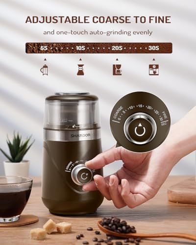 SHARDOR Electric Super Silent Blade Coffee Grinder, Timed Grind Control Rotary Knob, Adjustable Coarse to Fine for Coffee Beans, Spices & Herbs, with 1 Removable Stainless Steel Bowl, Coffee - Image 2