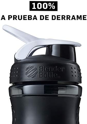 BlenderBottle SportMixer Tritan Grip Shaker Bottle, Transparent Black/White, 28-Ounce - Image 5