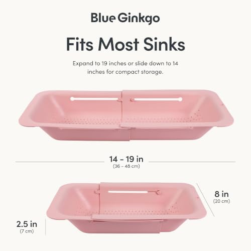 Over Sink Colander, Extendable Kitchen Strainer, Pink