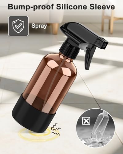 Bontip Amber Glass Spray Bottle, 8 oz with Black Silicone Sleeve, 1 Pack - Image 4