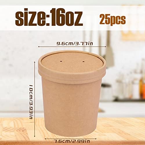 Wuadua Soup Containers with Lids Paper Ice Cream Containers 16oz 25 Pack - Image 2