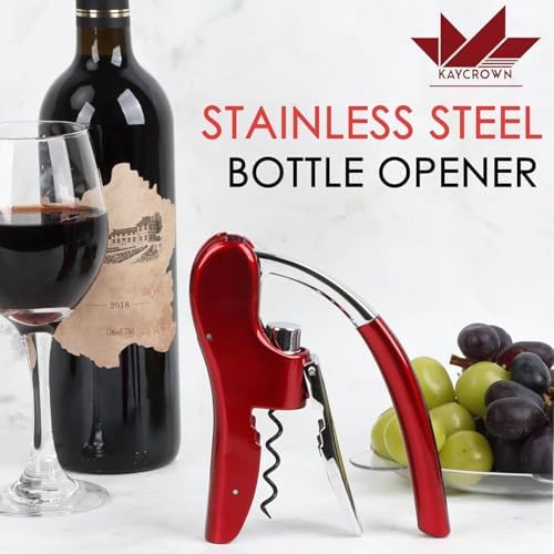 Wine Bottle Opener, Vertical Lever Corkscrew with Built in Foil Cutter Design, Manual Handheld Corkscrew with Ergonomic Lever Pump