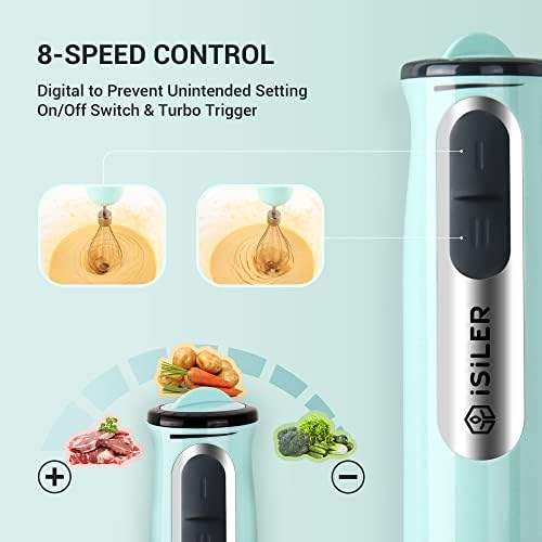 5-in-1 Hand Blender, 500W, 8 Speeds, Includes Chopper Frother Whisk - Image 3