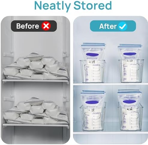 4Pcs Clear Breastmilk Storage Bags Container in Freezer Fridge