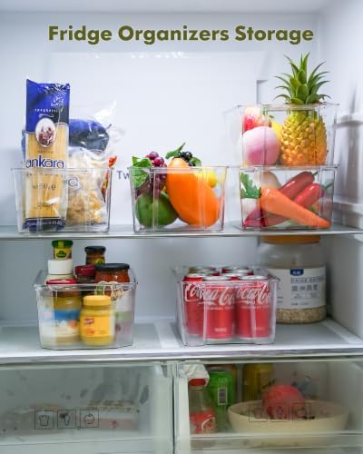 Stackable Clear Storage Bins for Refrigerator Pantry Fridge Organizer