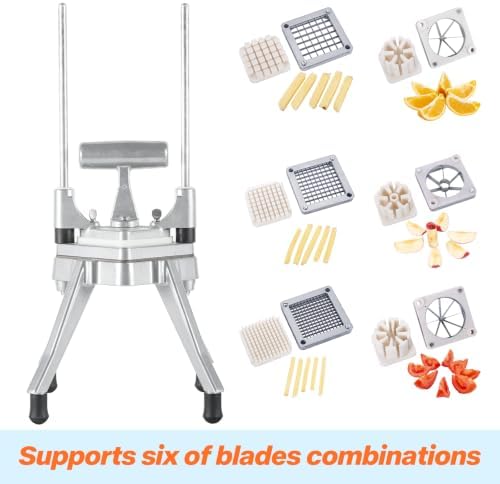 Commercial Vegetable Fruit Chopper Stainless Steel French Fry Cutter w/ 4 Blades 1/4" 3/8" 1/2" Vegetable Chopper Dicer Cutter for Potato Tomato Onion Mushroom (1/2+3/8+1/4inch & 6 wedge) - Image 5