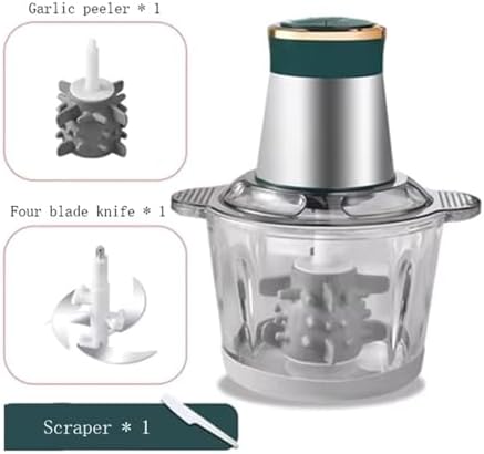 3L Multfunctional Garlic Peeler Household Electric Meat Grinder Garlic Shredder Fruit and Vegetable Chopper Kitchen Tool For Onion, Meat, Nuts, Fruits, Garlic, Vegetables(Green,One knife) - Image 2