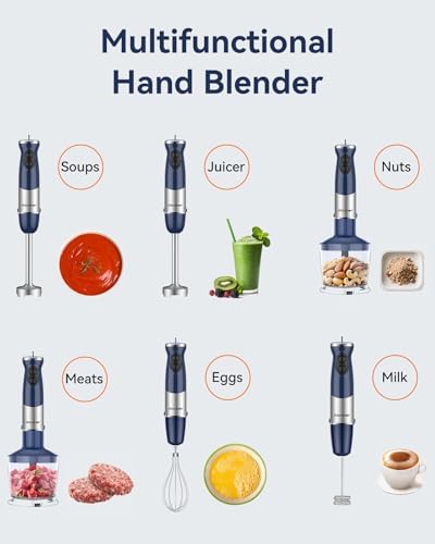 Immersion Blender Handheld 1000W 5 in 1 Corded Stick Hand Blender Kitchen with 12 Speed, BPA-Free, Mixing Beaker, Chopper, Whisk, Milk Frother, Perfect Emulsifier for Soup, Baby Food, Sauce, Puree - Image 5