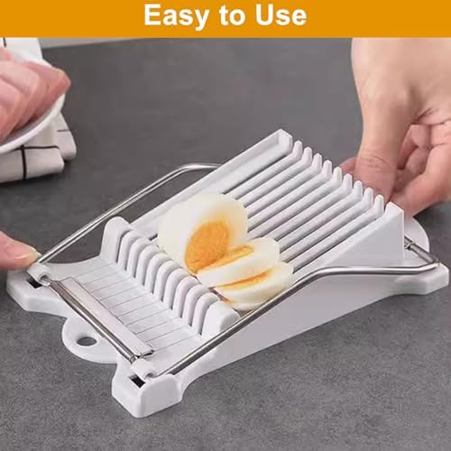 Egg Slicer for Hard Boiled Eggs, Food Slicer with 14 Stainless Steel Wires, Heavy Duty Hard Boiled Egg Cutter, Spam Slicer for Soft Fruit Strawberry Luncheon Meat Home Use (1Pcs, White) - Image 5