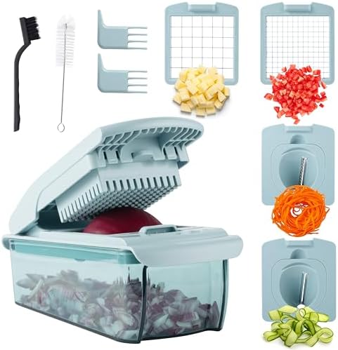 Cook with Color Vegetable Chopper - Multifunctional 11 in 1 Vegetable Chopper with Container - Food Chopper to Dice, Chop, Slice, Julienne and Spiralize, Blue - Image 2