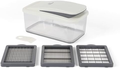 Aero Vegetable Chopper, 5-in-1 Food Chopper with Container, Manual Vegetable Dicer with Interchangeable Stainless Steel Blades for Slicing, Chopping & Meal Prep