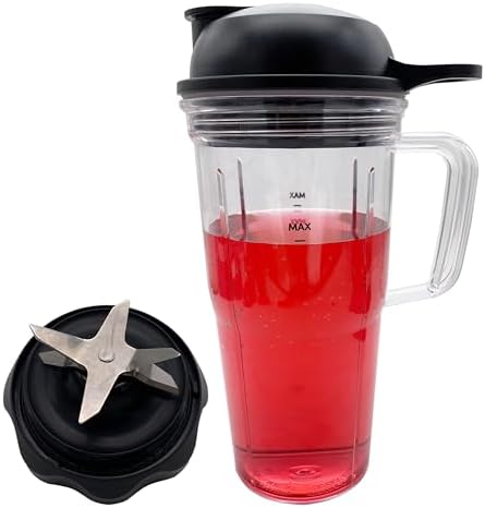 Replacement Blender Combo Pro Extractor Ice Blade with 24oz Handle Cup and To-go-lid,compatible with NutriBullet Blender Combo NBF10500/ NBF70500/ZNBF30400Z/ZNBF30500Z/NBF50400(1 handle cup, 24oz) by CXQ
