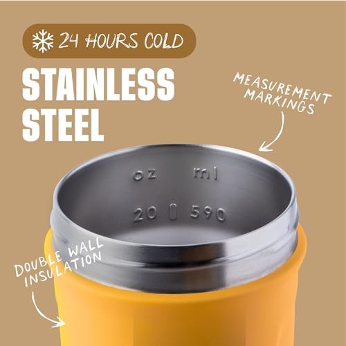 BlenderBottle Sport Flip Stainless Steel Shaker Bottle 24 oz Orange - Image 3