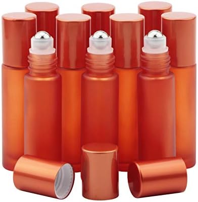 Kesell Glass Roll on Bottle, 10ml Essential Oil Roller, Pack of 10, Orange by Kesell