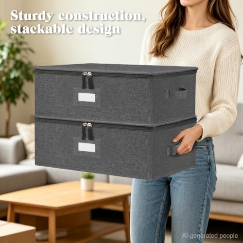 Mug Storage Box with Dividers, Hard Top Coffee Cup Storage