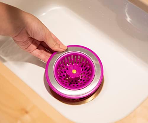 Bloom Kitchen Sink Strainer Basket, Fits All Standard Sinks, Stainless Steel, Cute Garbage Disposal Drain Cover, 4.5-Inch, Flower, Colors May Vary
