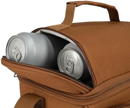 Camping Cooler, Worksite Lunch Box, Soft Shell Lunch Bag for Construction Sites, Work and Everyday Use, Brown