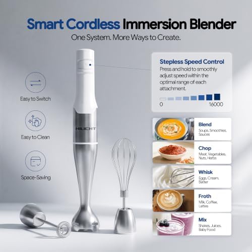 Cordless Immersion Blender, 3-in-1, Smart Control, Low Noise - Image 2