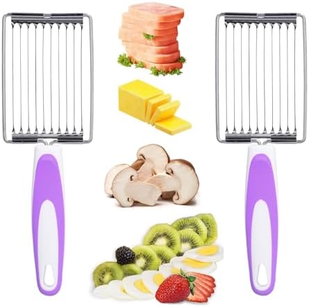 2 Pack Luncheon Meat Slicer, Stainless Steel Spam & Egg Cutter, Multipurpose Kitchen Slicing Tool with Non-Slip Handle for Soft Foods, Cheese, Tomatoes by Yulatik