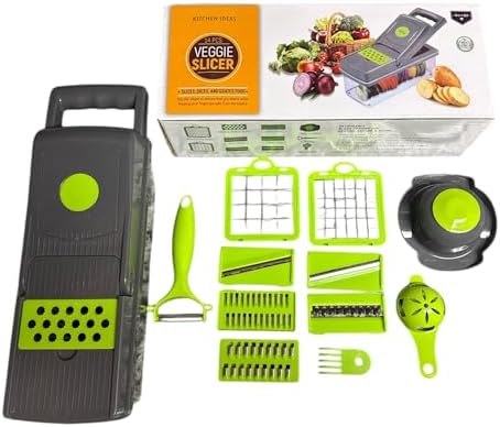 Vegetable Chopper, Pro Onion Chopper, 14 in 1Multifunctional Food Chopper, Kitchen Vegetable Slicer Dicer Cutter,Veggie Chopper With 8 Blades,Carrot and Garlic With Container (Gray) (Gray) - Image 3